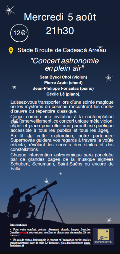 Festi'Cimes 2026 : Etape 1 : "Concert astronomie en plein air" le 5 ao&ucirc;t &agrave; Arreau&nbsp; | Vall&eacute;es d'Aure & Louron - Pyr&eacute;n&eacute;es | Scoop.it