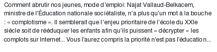 Comment abrutir nos jeunes, mode d'emploi par Najat Vallaud-Belkacem | Actualités France | Scoop.it