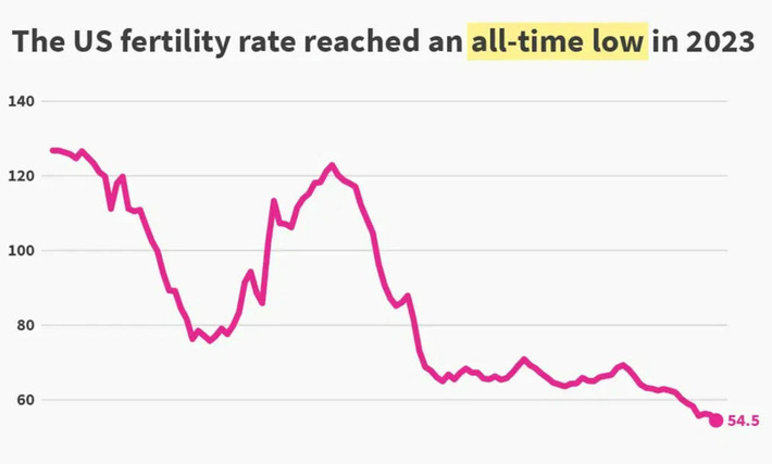Charted: The U.S. Fertility Rate is at All-Time Lows (1909-2023) | The Health Report | Scoop.it