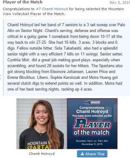 Prep volleyball: Mountain View takes care of Palo Alto | Chanti Holroyd | Scoop.it