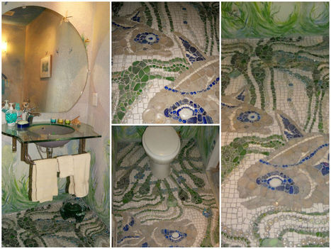 Recycled Powder Room & Creek Glass Floor | 1001 Recycling Ideas ! | Scoop.it