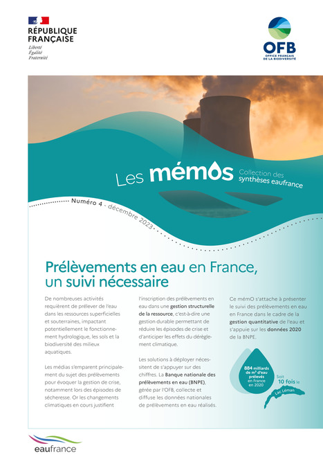 Prélèvements en eau en France, un suivi nécessaire - Mémos - Collection des synthèses eaufrance | Biodiversité | Scoop.it