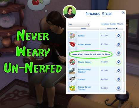 [Mod] Never Weary Un-Nerfed << scumbumbo sur Mod The Sims | Les Sims | Scoop.it