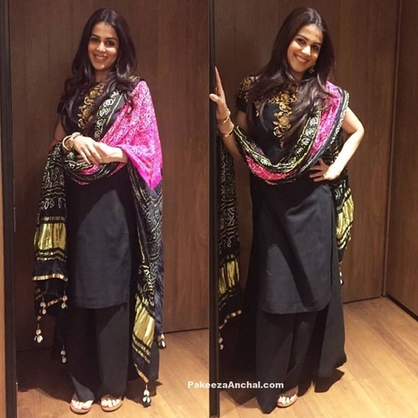 Genelia D Souza in Black Matka Silk Sharara Dress by Tisha Saksena | Indian Fashion Updates | Scoop.it