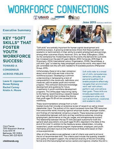 Key "Soft Skills" that Foster Youth Workforce Success: Toward a Consensus across Fields - Executive Summary | SEL, Common Core & Goals | Scoop.it