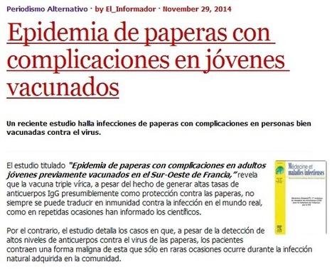 Epidemia de paperas con complicaciones en jóvenes vacunados | PIENSA en VERDE | Scoop.it