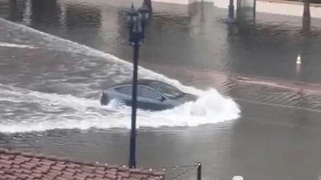 Electric shock! Watch as foolish Tesla Model 3 driver plows EV through deep flood waters in San Diego and emerges unscathed - despite manufacturer warning that water damage is not covered by car's ... | Electrical vehicle | Scoop.it