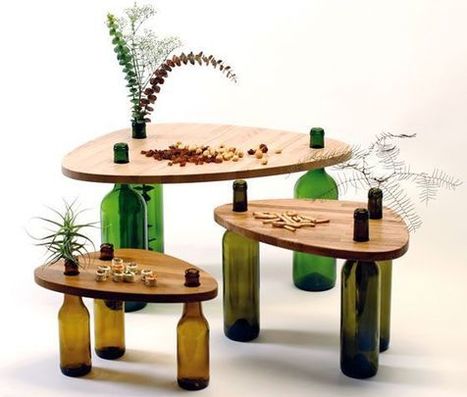 Side Tables Made From Reused Bottles And Wood BY Tati Guimarães | 1001 Recycling Ideas ! | Scoop.it