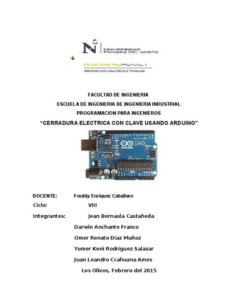 CERRADURA ELECTRICA CON CLAVE USANDO ARDUINO | Juan Leandro Ccahuana Ames - Academia.edu | TECNOLOGÍA_aal66 | Scoop.it