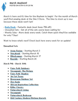 Sims 3 Store: March Mayhem | Les Sims | Scoop.it