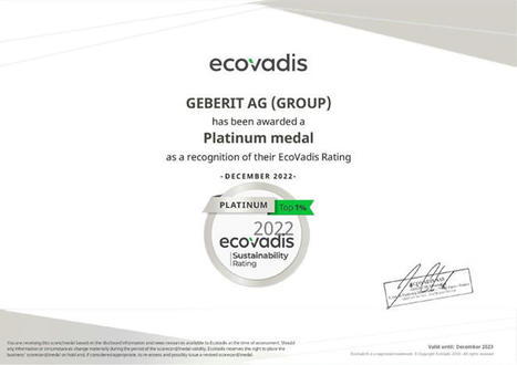 GEBERIT, una vez más, logra el premio más alto en el rating de sostenibilidad de la agencia EcoVadis | EcoVadis Customer Success Stories | Scoop.it