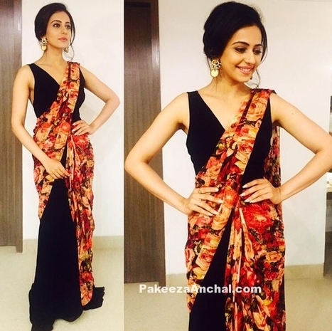Rakul Preet Singh in Varul Bahl's Half Saree Gown with Floral Pallu | Indian Fashion Updates | Scoop.it