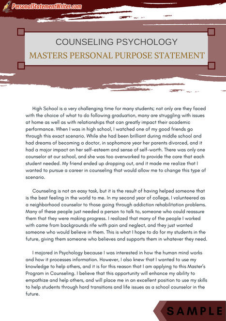 Personal Statement For Phd Program In Psychology