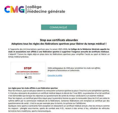 College Medecine Générale : stop aux certificats absurdes ! | 1 - Etudes - Rapports - Chiffres Clefs | Scoop.it