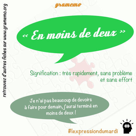En moins de deux — #lexpressiondumardi 213/52 | FLE CÔTÉ COURS | Scoop.it