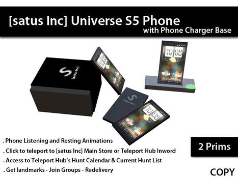 [satus Inc] Universe S5 Phone with Charger Base | Teleport Hub | Second Life Freebies | Scoop.it