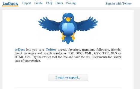 TwDocs. Exporter une timeline Twitter dans différents formats | TICE et langues | Scoop.it