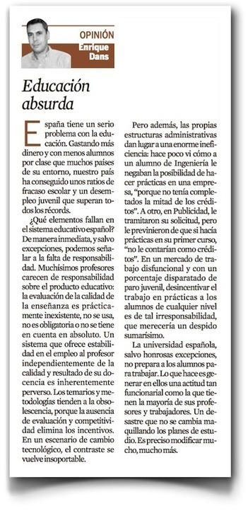 Educación absurda, mi columna en Expansión » Enrique Dans | Educación, TIC y ecología | Scoop.it