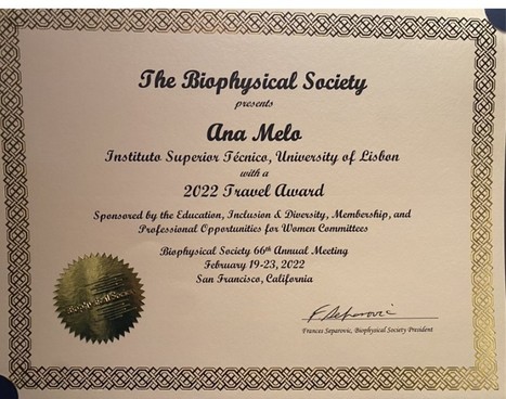 Ana Melo Receives a 2022 Biophysical Travel Award | iBB | Scoop.it
