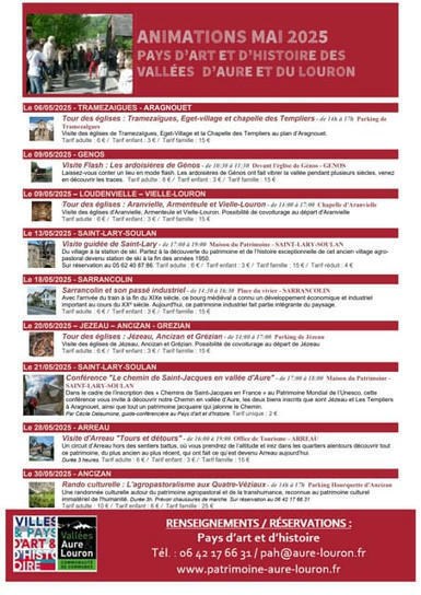 Programme du Pays d'Art et d'Histoire Aure Louron pour le mois de mai 2025  | Vallées d'Aure & Louron - Pyrénées | Scoop.it