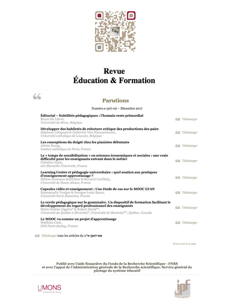 e-307-02 - Décembre 2017 - Education & Formation - Revue en ligne gratuite - 8 articles - 111 pages | Revue Education & Formation | Scoop.it