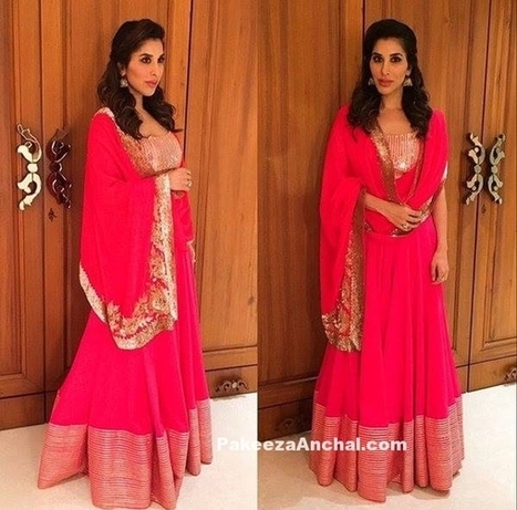 Sophie Choudry in Bright Pink Floor Lenght Anarkali by Manish Malhotra | Indian Fashion Updates | Scoop.it
