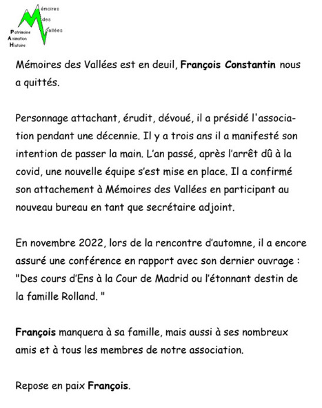 L'association "M&eacute;moires des Vall&eacute;es" rend&nbsp; hommage &agrave; Fran&ccedil;ois Constantin | Vall&eacute;es d'Aure & Louron - Pyr&eacute;n&eacute;es | Scoop.it