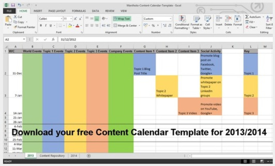 How to Build a Content Calendar (Plus a Free Template for 2014) | Marketing de contenidos, artículos seleccionados por Eva Sanagustin | Scoop.it