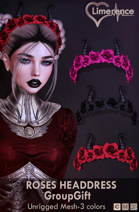 Roses Headdress Halloween 2021 Group Gift by Limerence | Teleport Hub - Second Life Freebies | Second Life Freebies | Scoop.it