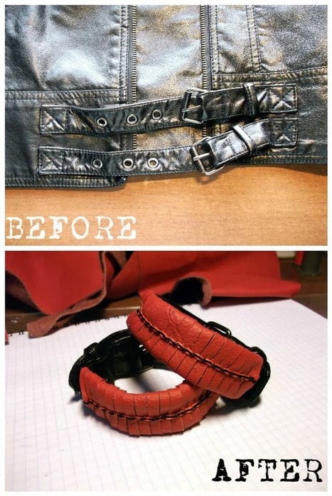 Old Faux Leather Jacket Into Bracelets | 1001 Recycling Ideas ! | Scoop.it