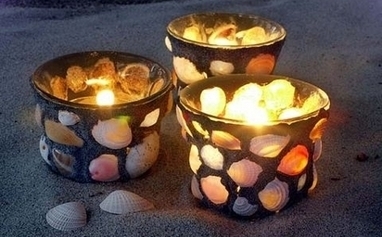 Porta velas con conchas de mar y arena - Las Manualidades | A bit of everything | Scoop.it