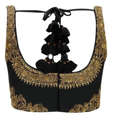 Black Sleeveless Velvet Blouse design with embroidery Zardosi work and Deep Round Neck | Indian Fashion Updates | Scoop.it
