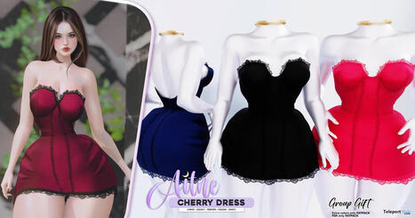 Cherry Dress March 2026 Group Gift by Aitne | Teleport Hub - Second Life Freebies | Second Life Freebies | Scoop.it