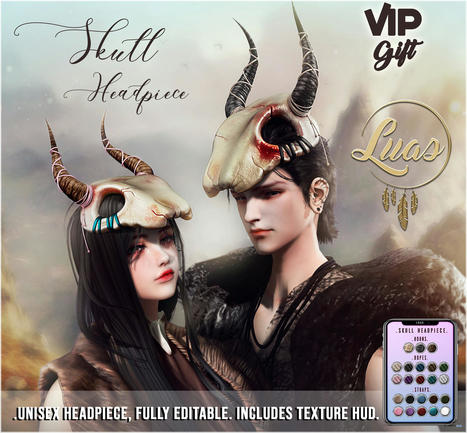 Skull Headpiece Group Gift by Luas | Teleport Hub - Second Life Freebies | Second Life Freebies | Scoop.it