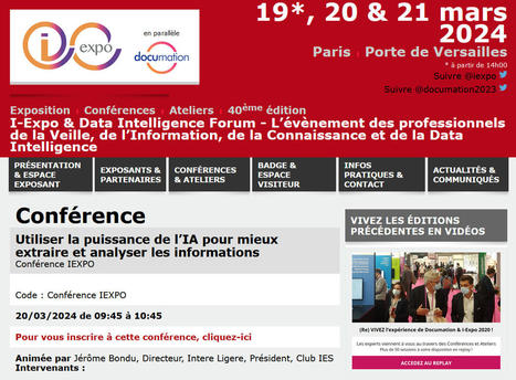 CR I-expo 2024 : impact de l’intelligence artificielle sur l’IE | Veille et Intelligence Economique | Scoop.it