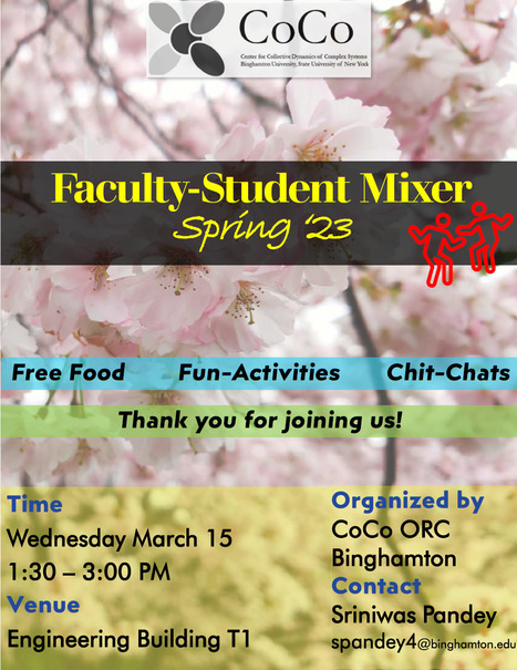 CoCo Faculty-Student Mixer on Wed. March 15th | Binghamton Center of Complex Systems (CoCo) | Scoop.it