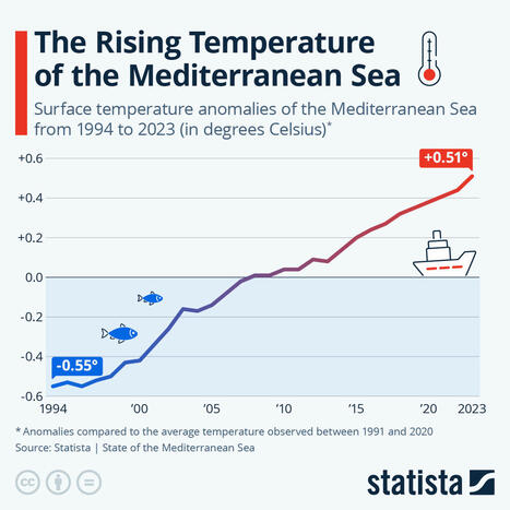 Chart: The Rising Temperature of the Mediterranean Sea | Statista | The Health Report | Scoop.it