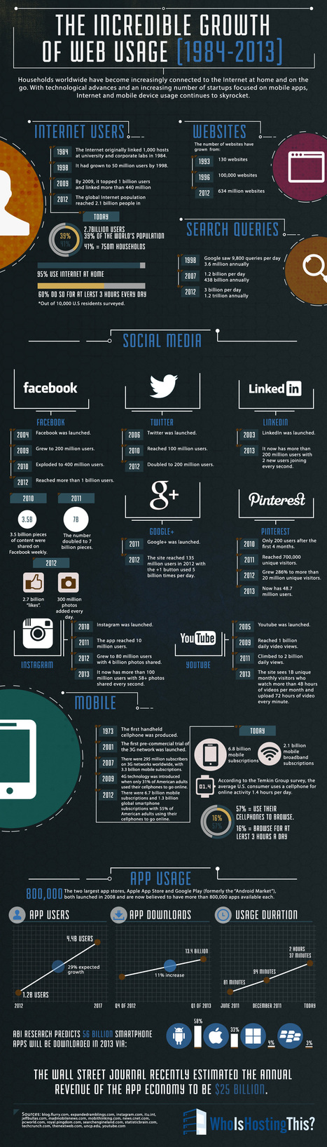 Infographic: The Incredible Growth of Web Usage [1984-2013] | information analyst | Scoop.it