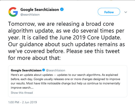 Google Pre-Announces June 2019 Core Update! | Tampa Florida Public Relations | Scoop.it