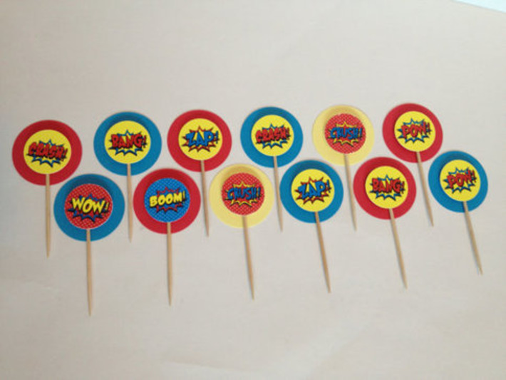 Superhero Saying Mini Cupcake Toppers/ Food Picks, Set of 12 Pop Art | Nerdy Needs | Scoop.it