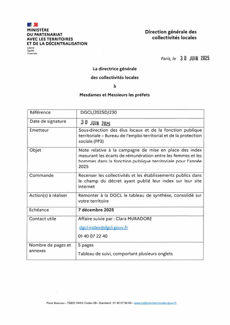 Campagne de mise en place des index mesurant les écarts de rémunération entre les femmes et les hommes dans la FPT pour l'année 2025 | Veille juridique du CDG13 | Scoop.it