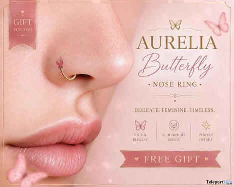Butterfly Nose Ring August 2026 1L Promo Gift by Labelz | Teleport Hub - Second Life Deals | Second Life Freebies | Scoop.it