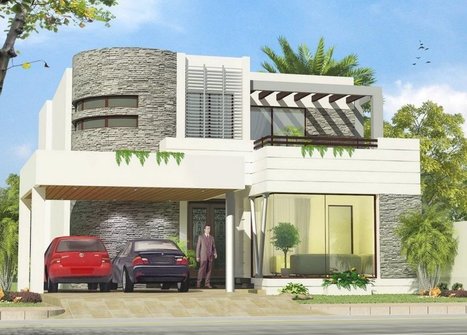 Contemporary House Design With Pergola And Glas