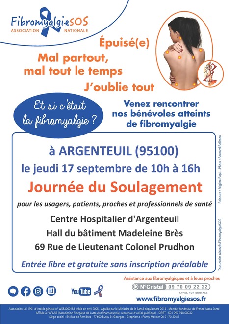 Journ&eacute;e du soulagement - CH Argenteuil - jeudi 17 septembre&nbsp; | Association FibromyalgieSOS | Scoop.it