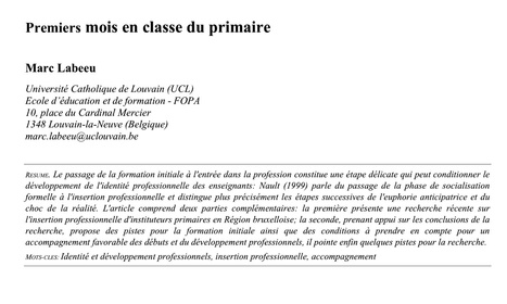 e-299 : Education & Formation - Les enseignants débutants s'expriment. Une recherche de Marc Labeeu (FOPA) | Revue Education & Formation | Scoop.it