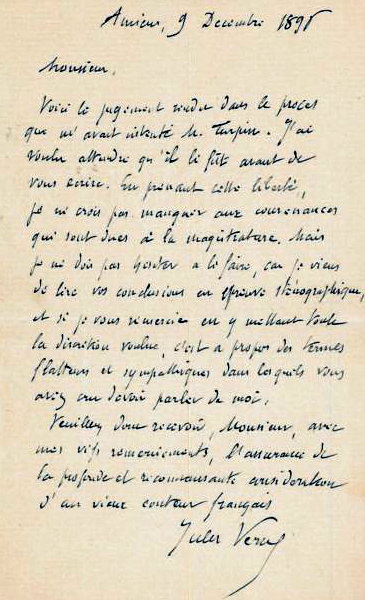 A vendre : lettre manuscrite de Jules Verne, "vieux conteur français" | Jules Verne News | Scoop.it