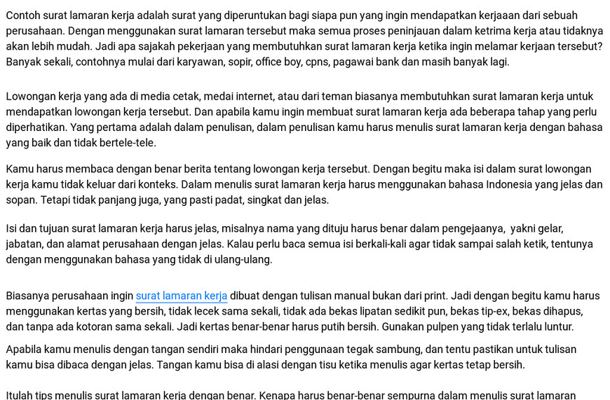 Contoh Surat Lamaran Kerja Untuk Digunakan Ti