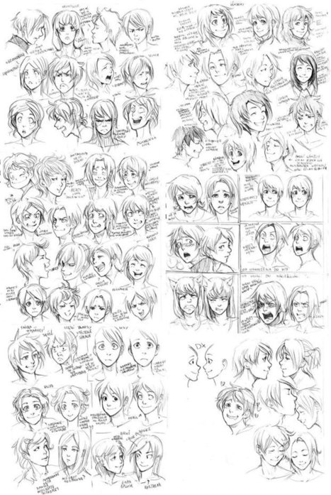 74 Manga Facial Expressions | Drawing Reference...