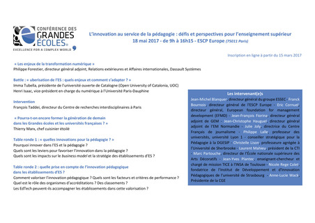 L’innovation au service de la pédagogie : défis et perspectives pour l’enseignement supérieur<br/>18 mai 2017 - de 9h à 16h15 - ESCP Europe | Innovation pédagogique | Scoop.it