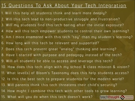 Fifteen questions to ask about tech integration in your classroom -  | Creative teaching and learning | Scoop.it